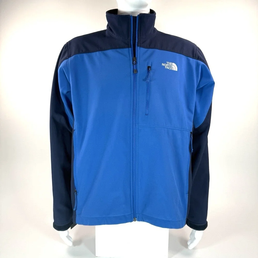 The North Face Windwall‎ Softshell Jacket Mens L Blue Fleece Full Zip